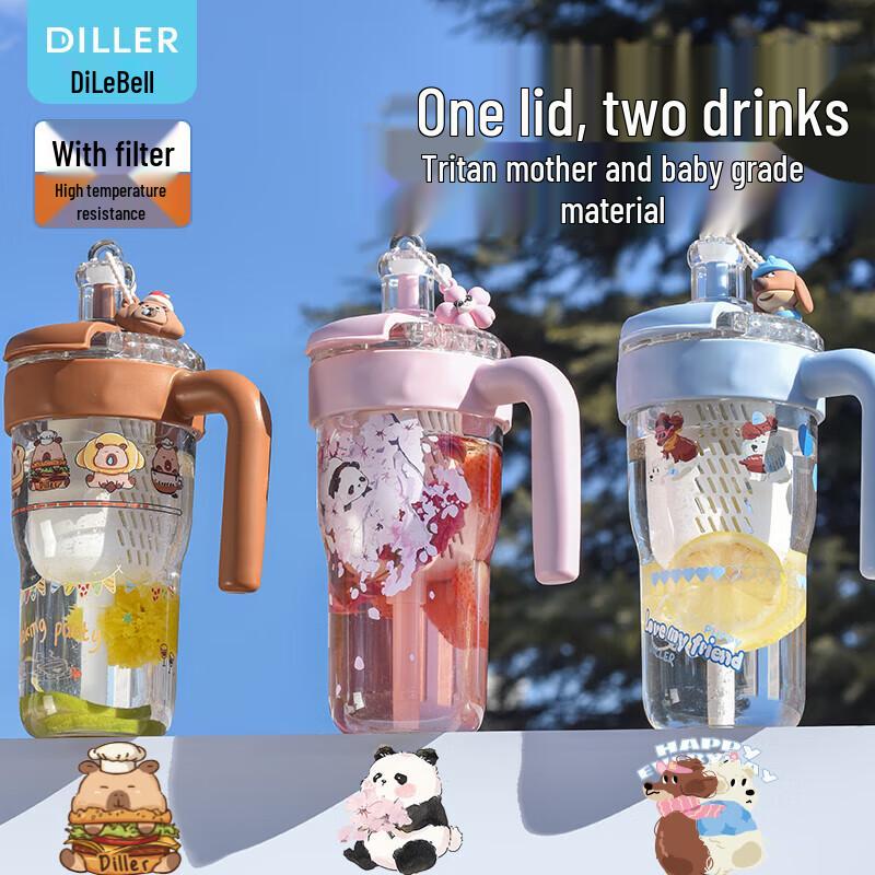 Стакан Dillerbell 860 мл из Tritan с трубочкой