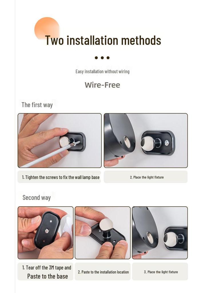 LED Magnetic Wall Lamp for Bedroom or Stairwell - Simple Cylinder Spotlight Night Light