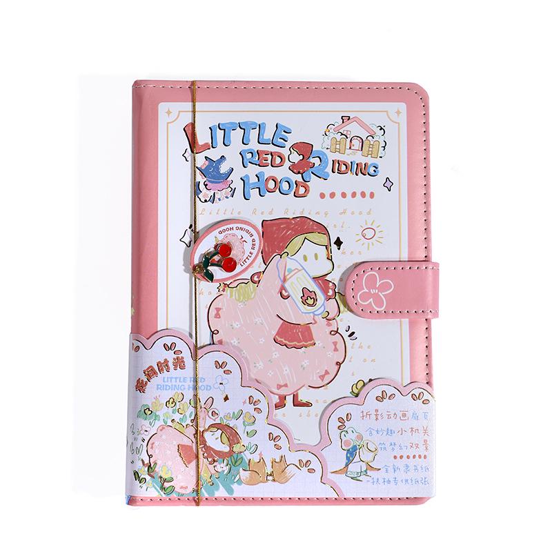 Fuyou B6 PU Magnetic Little Red Riding Hood Journal with Cute Hand-Drawn Illustrations