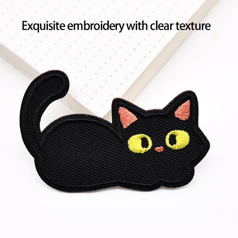 20PCS Black Cats Clothes Sticker Embroidery Patches No Sewing Fabric Stickers For Kids Clothing Backpacks Jackets Repairing