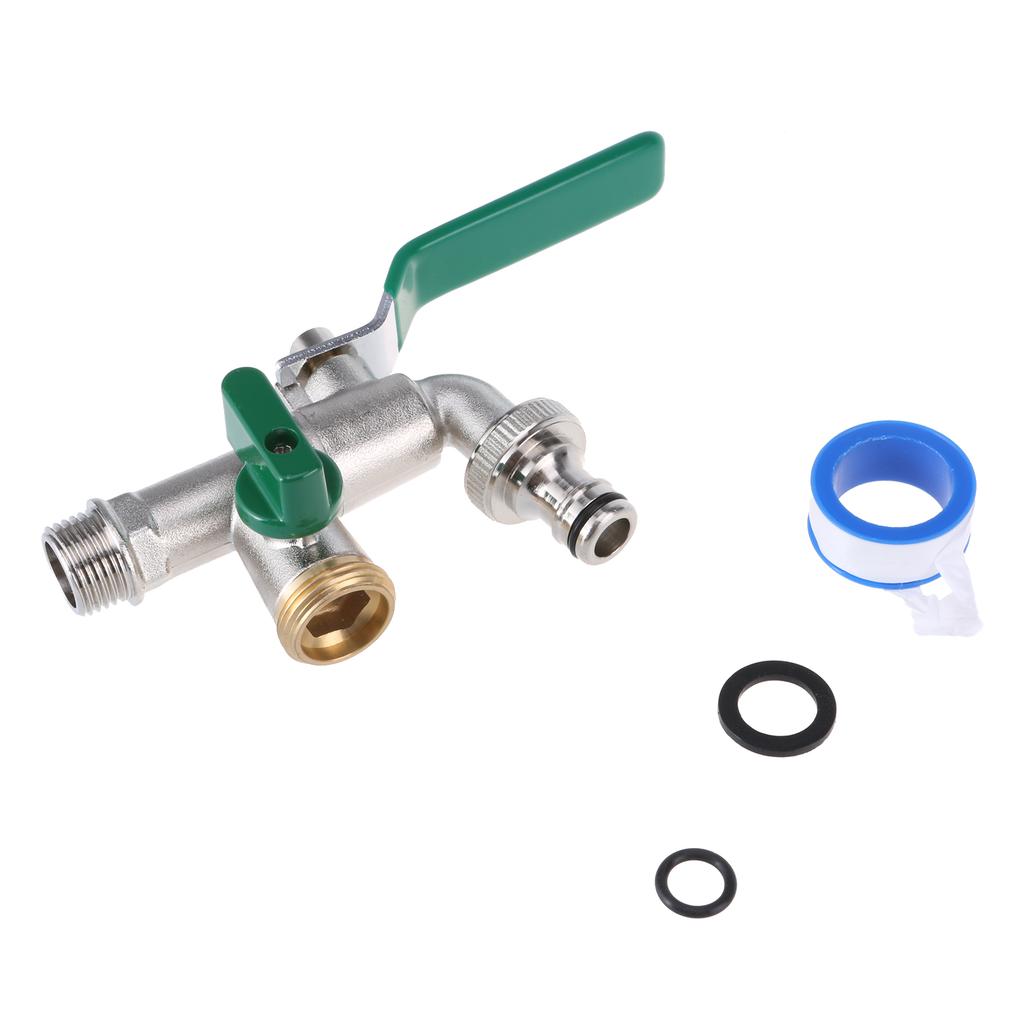 Upgrades Double Outlet Garden Tap Set Stainless Steel Valves Hose Fitting Double Spout Metal Garden Faucet for Outdoor