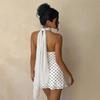 European and American new summer polka dot suspender dress women's clothing neck halter short skirt French sexy skirt women