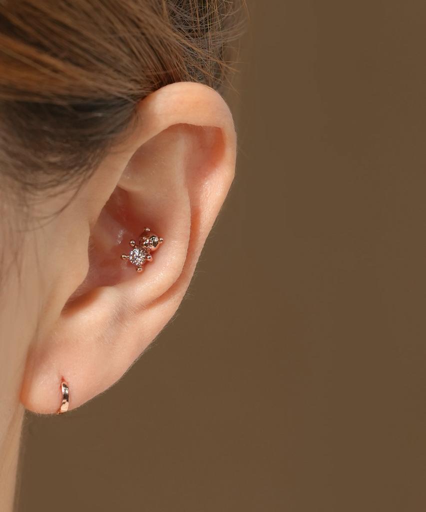 Minimalpiercing 14K Moissanite Diamond Cute Bare Piercing Earrings