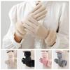 Solid Color Suede Gloves Windproof Women Winter Gloves Casual Full Fingers Mittens  Sports