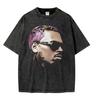 Rapper Chris Brown Breezy Großes Gesicht Grafik T-Shirt Unisex Damenmode Vintage Gewaschen Übergroß Kurzarm T-Shirts Streetwear