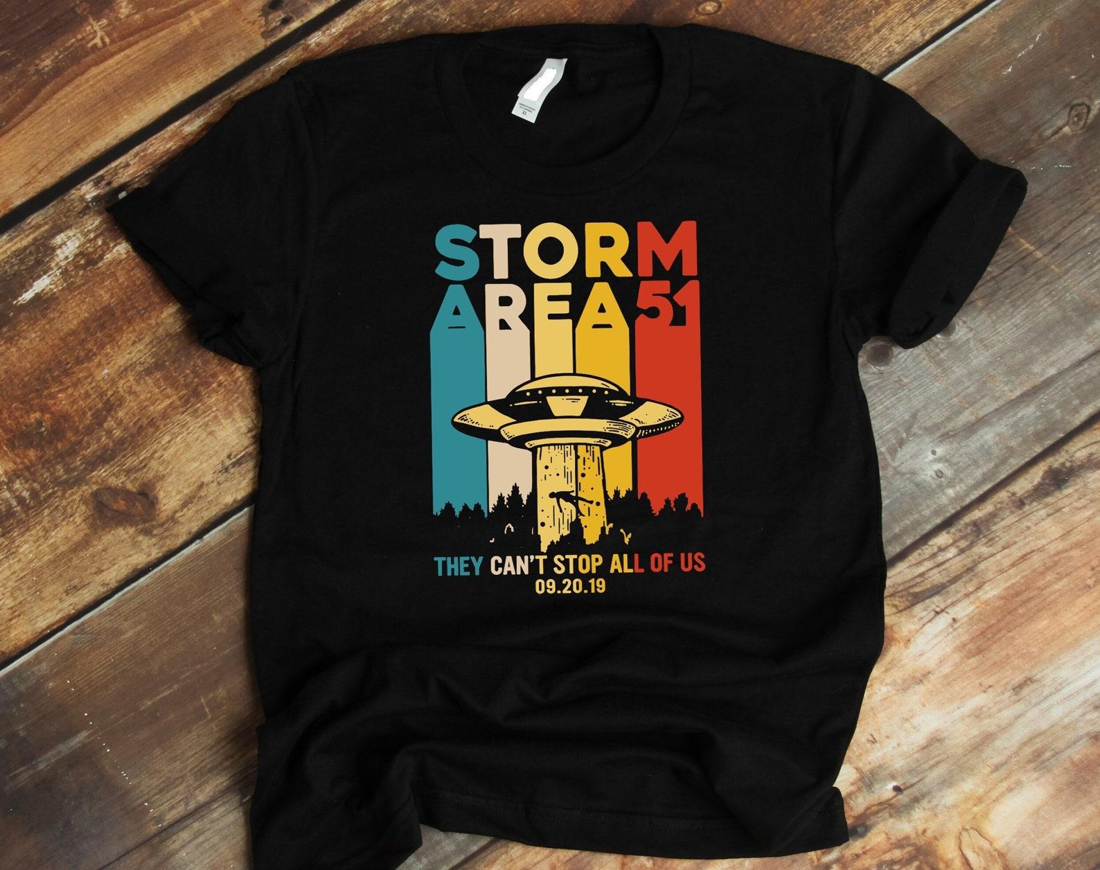 Storm Area 51 Tee Shirt, Flying Soucers T shirt, The Can t Stop All Of Us, Area 51 Raid EvenT shirt, Alienstock Tee, Conspiracy Area 51 Tee 2XL