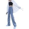 Women's High Waist Wide Leg Jeans Winter Thickened Fleece Lined  Loose Straight Long Pants Warm Casual Denim Pants