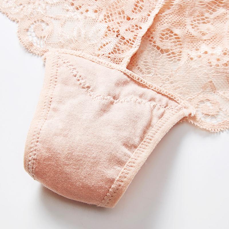 Calcinha de renda sem costura feminina, cintura baixa, confortável, algodão, sexy, fio dental, respirável, roupa íntima triangular feminina