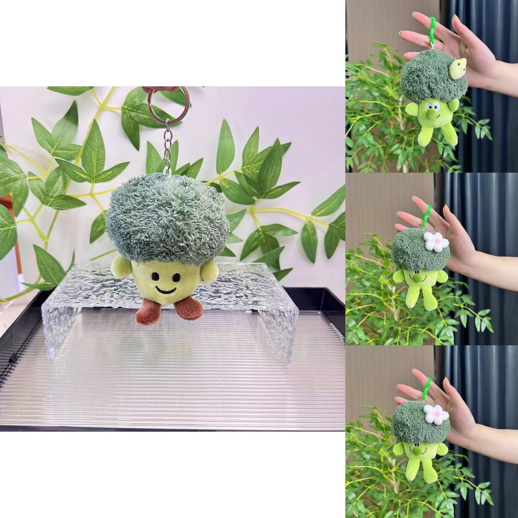 Charming Green Broccoli Plush Keyring With Colorful Chick Design For Kids
