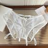 Sheer Mesh Ribbon Bow Briefs Embroidery Butterfly Panties Fashion Open Crotch Briefs  Ladies Girls