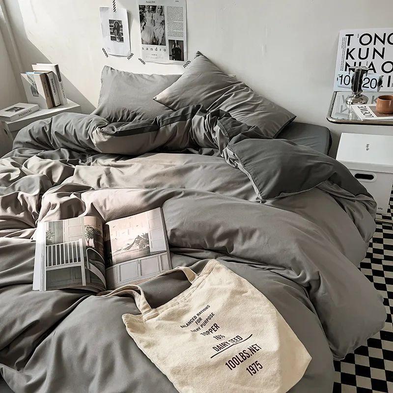 

Покрывало в скандинавском стиле, двухпредметное, туманно-серое, пододеяльник, комплект постельного белья из четырех предметов, простыни, постель для общежития, набор из трех предметов 150*200cm [single quilt cover]] X haze Ash