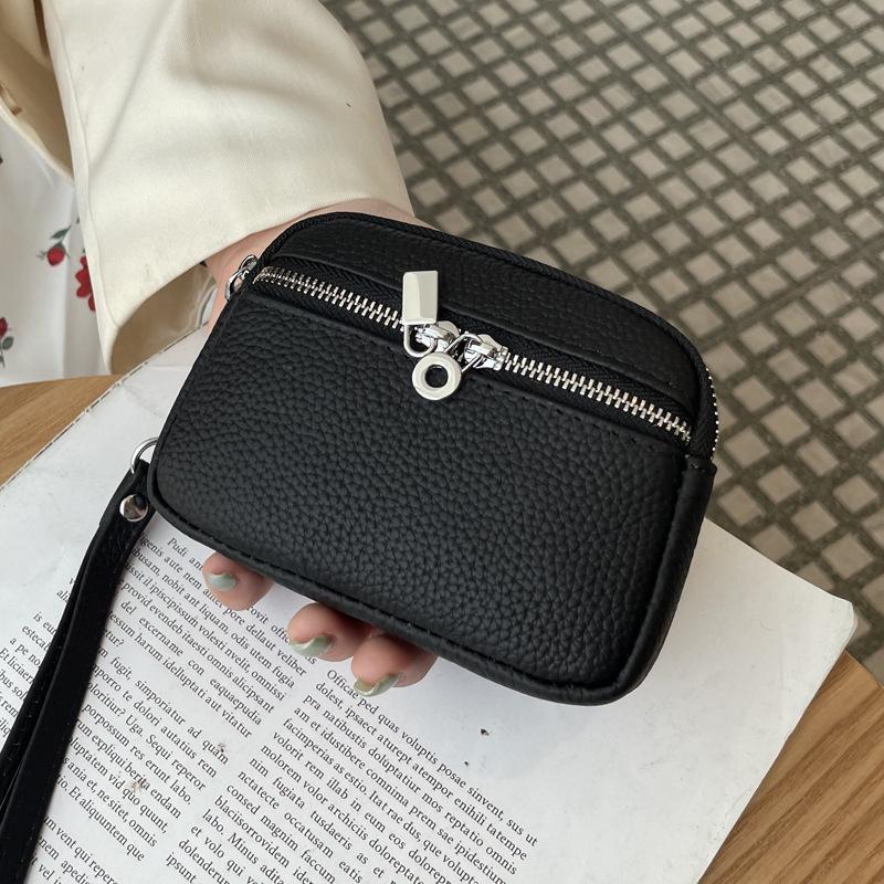 Women's Minimalist Genuine Leather Coin & Key Purse - Double Zipper Design for Lipstick & Coin Storage (2025 Edition)