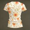 Women V Neck Short Sleeve Floral Print T Shirt Casual Loose Fit Lightweight Soft Top for Daily Wear Work Travel