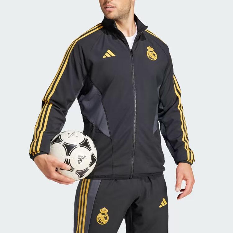 Adidas Striped Zip Fitted Jacket Men Jackets Black HY0641