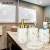 Conjunto de acessórios de banheiro, conjunto de acessórios de banho de cerâmica de 4 peças inclui 2 peças de suporte/copo de escova de dentes, sabonete líquido ou loção de 300ml