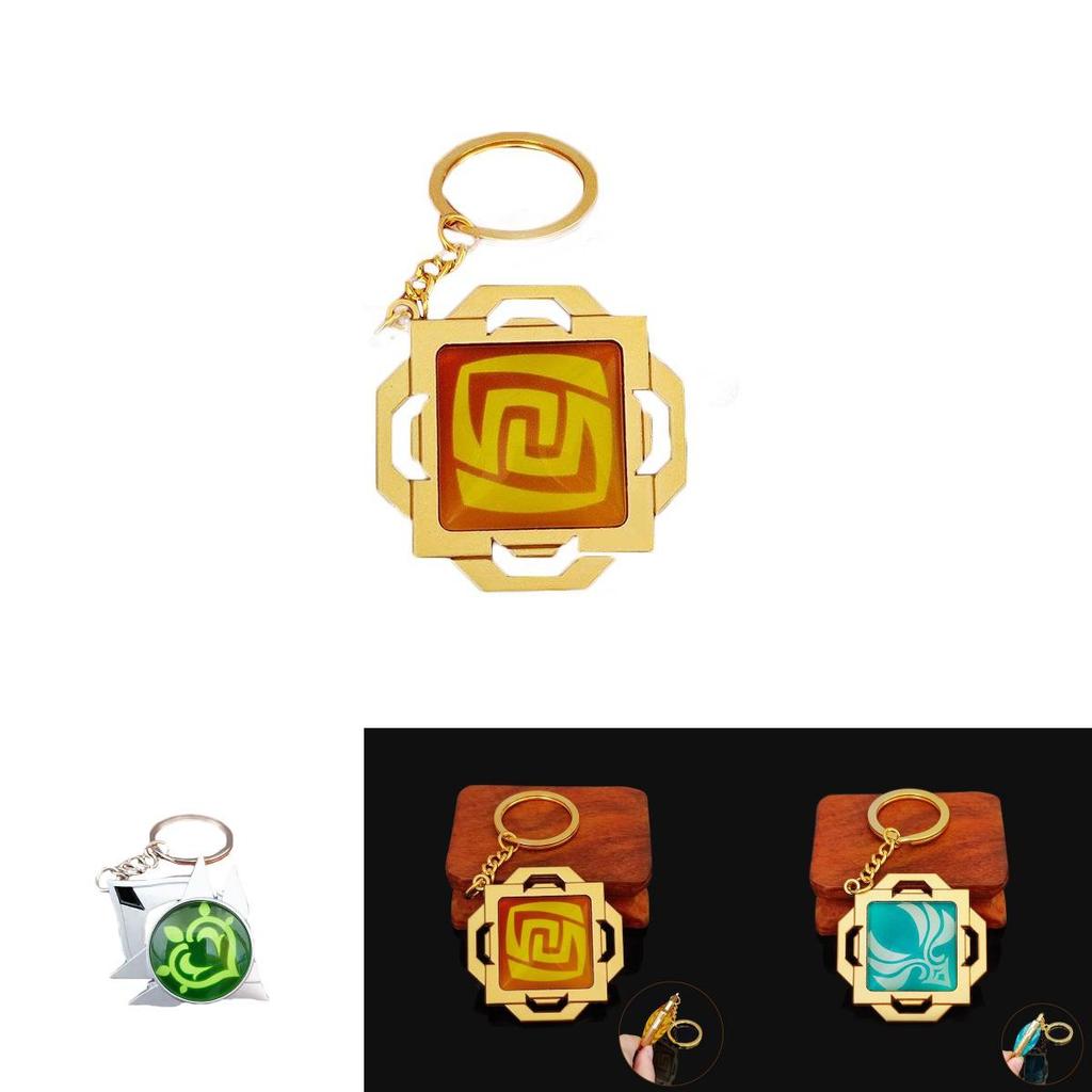 Genshin Impact Seven Elements Keychain Featuring Geo Anemo Electro Dendro Hydro Pyro Cryo Design