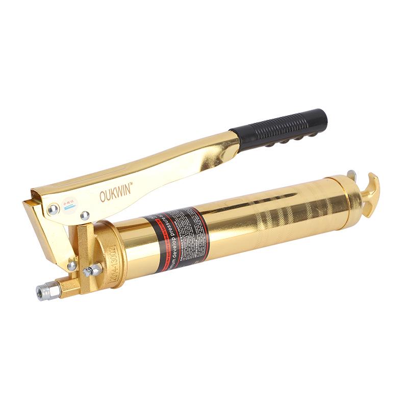 Gold-Plated Heavy-Duty Manual Grease Gun with Double Pressure Lever