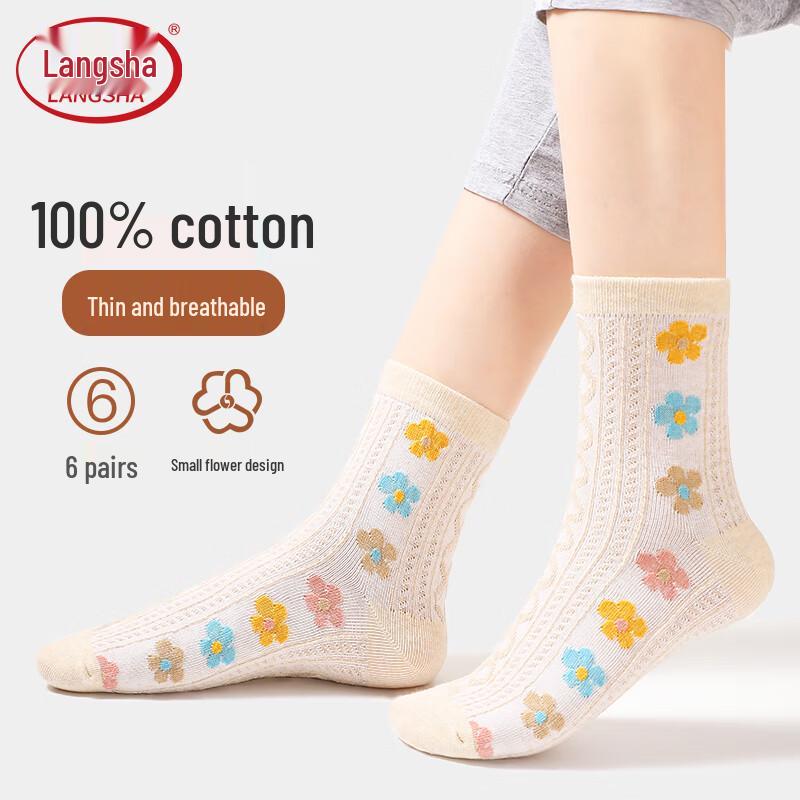 Langsha Women s Japanese Style Cotton Mid-Calf Socks One Size