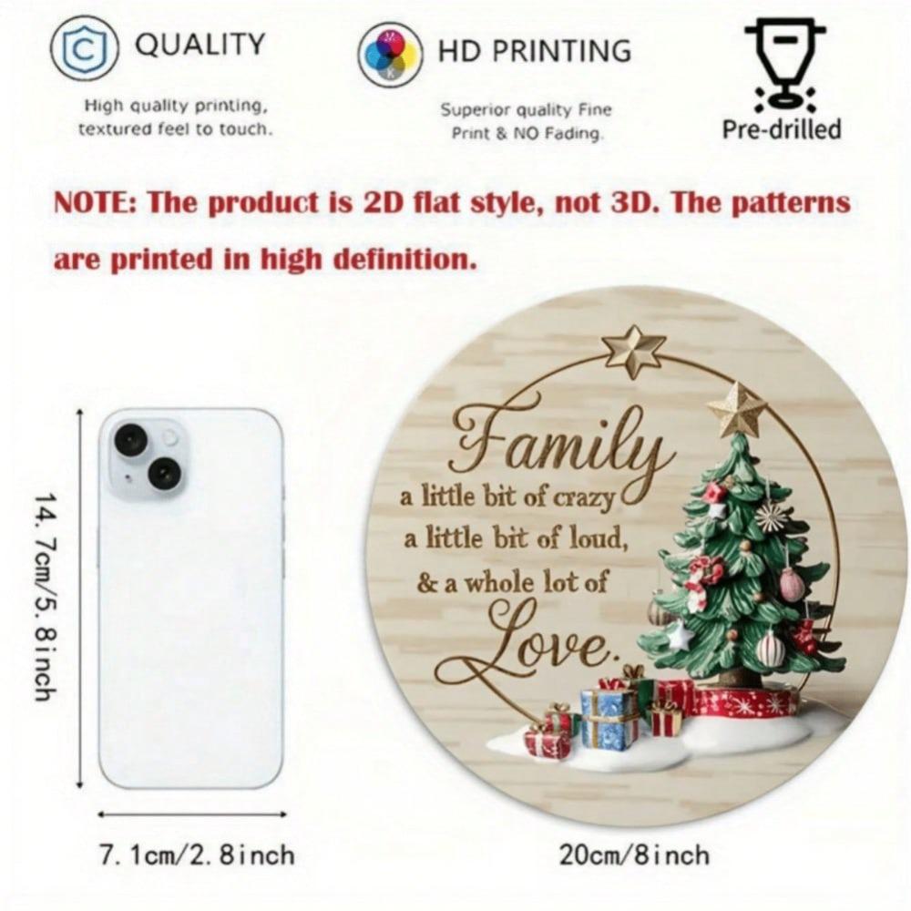 Metal Tin Sign Love Family Quote Christmas Decor Hanging Ornament Home Window Desk Gift Gold Loop Boho Holiday Display