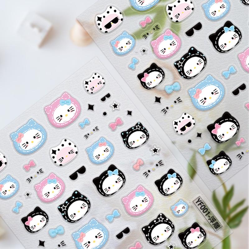 Hello Kitty Little Red Riding Hood 3D Nail Art Stickers - Cute Cartoon Adhesive Headband Design