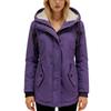 Women's Hooded Sherpa Lined Midi Coat Solid Color Zip Up Warm Winter Casual Outerwear Jacket