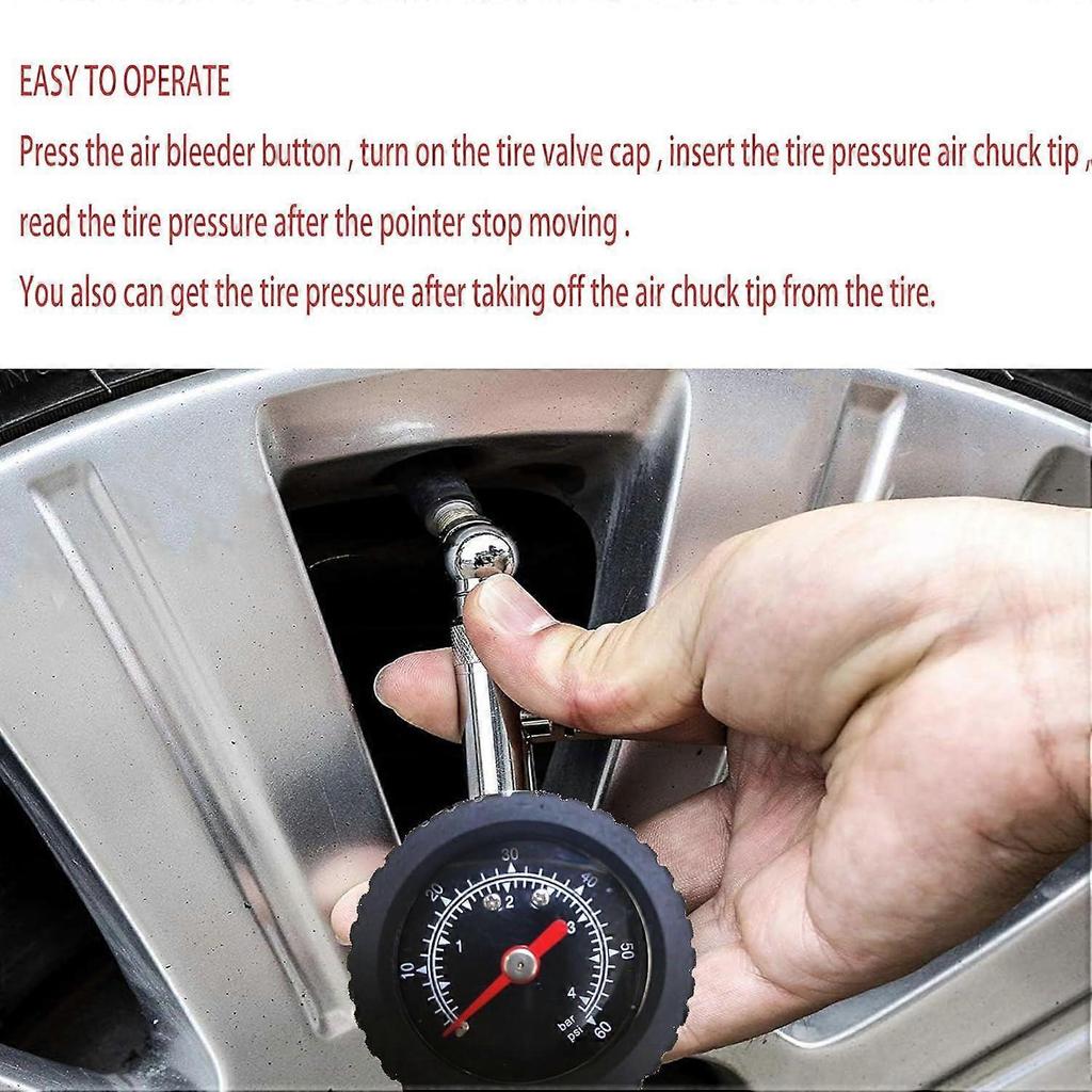 Tire Pressure Gauge 0-60 PSI, Heavy-Duty Chrome Metal Head, Measurement Tool for