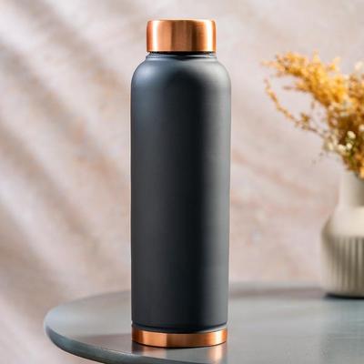 Colour Copper Bottle 1 Litre, Grey - 100% Pure Copper, BPA Free & Leakproof With Anti-Oxidant Properties for Home, School & Office