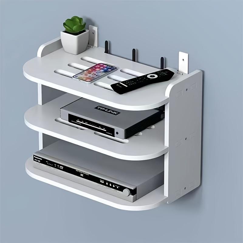 No-Drill Router & TV Box Shelf, 2-Tier Space-Saving Rack.Durable Resin/Foam, Easy Install.Perfect for Home Office & Living Room.
