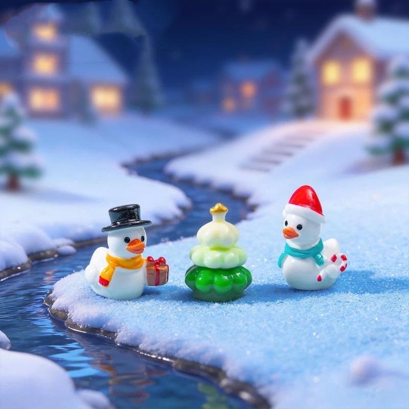 Mini Christmas Resin Figurines Adorable Cartoon Pattern Vivid Handmade Details UV Resistant for Garden Yard Christmas Tree Decoration