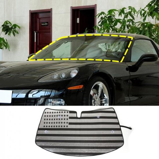US Flag Windshield Sunshade Foldable Reflective Sun Visor For Corvette C6 05-13