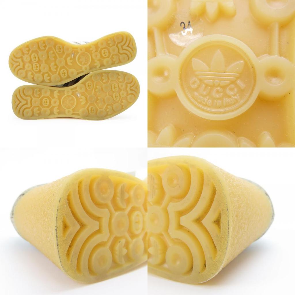 Tênis GUCCI usados Gajeel 725655 Colaboração Adidas 34 Lona GG Supreme/couro bege verde Tamanho JP por volta de 8,7"