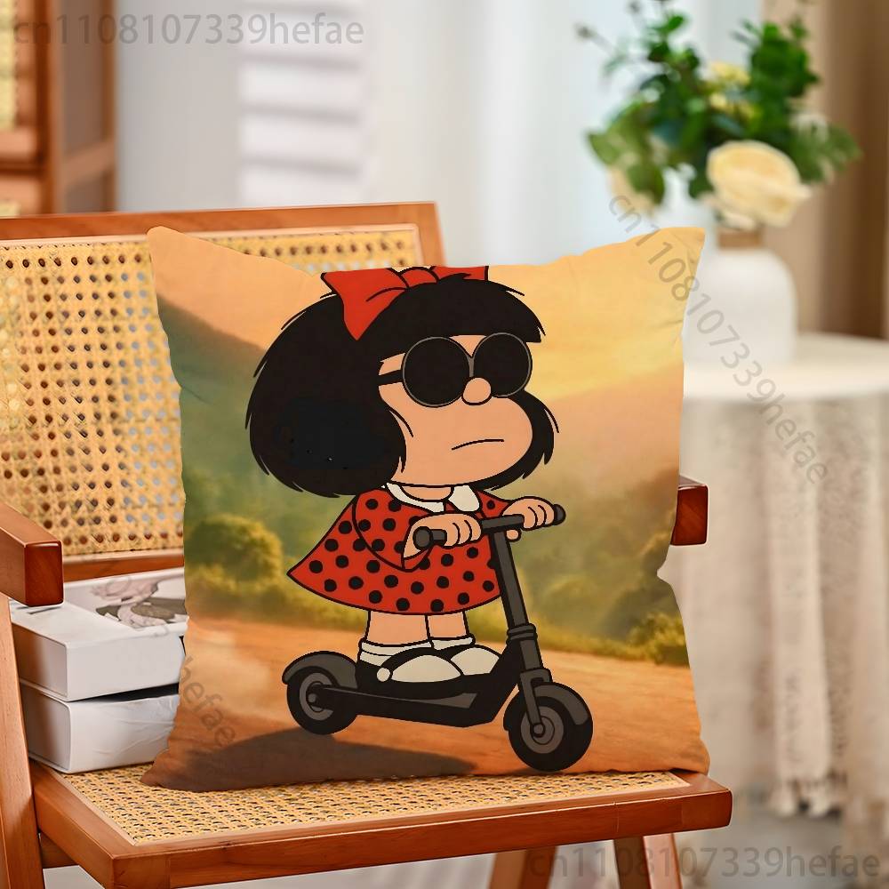 Cartoon MMafalda Cute Print Polyester Pillow Case for Valentine gift Home Sofa Cushion Cover Decoration Custom