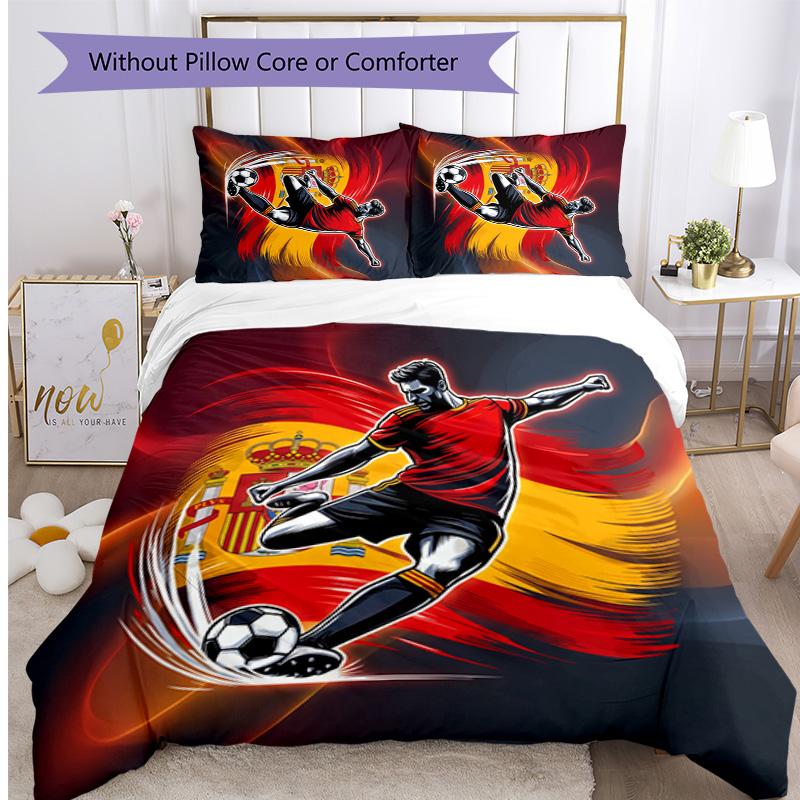 Set Lenzuola Stampate Caldo e Traspirante 3 Pezzi Spagna Calcio, Come Regalo per Inaugurazione Casa o Festa