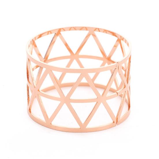 

Кольцо для салфетки Ажурный ромб Украшение стола Многоразовые держатели для салфеток Рустик розового золота