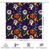 Halloween-Themed Shower Curtain With Spooky Designs Featuring Pumpkins, Ghosts, Witches Hats Candy! 100% Waterproof Fabric Suita