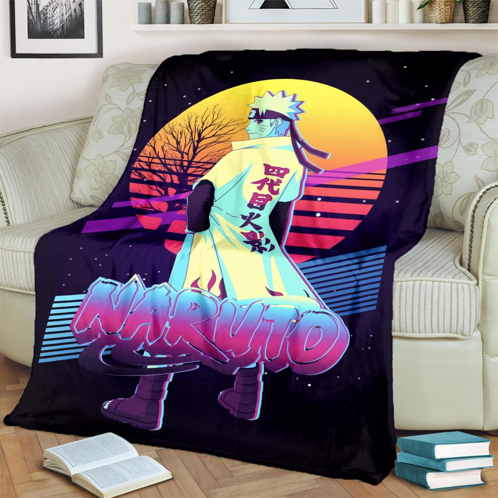 Anime-Naruto Print Blanket Warm Comfortable Flannel Blanket for Bedrooms, Sofas, Beds, Chairs, Picnics, Travel -LXR50