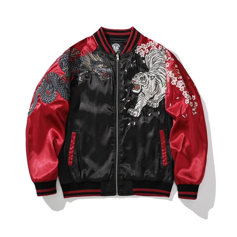 East Rain Sukajan Jacket with Embroidered Divine Souvenir Stadium Casual Everyday FUN210 Beasts, Reversible, Unisex, Jacket, Jacket, Wear, Wear,