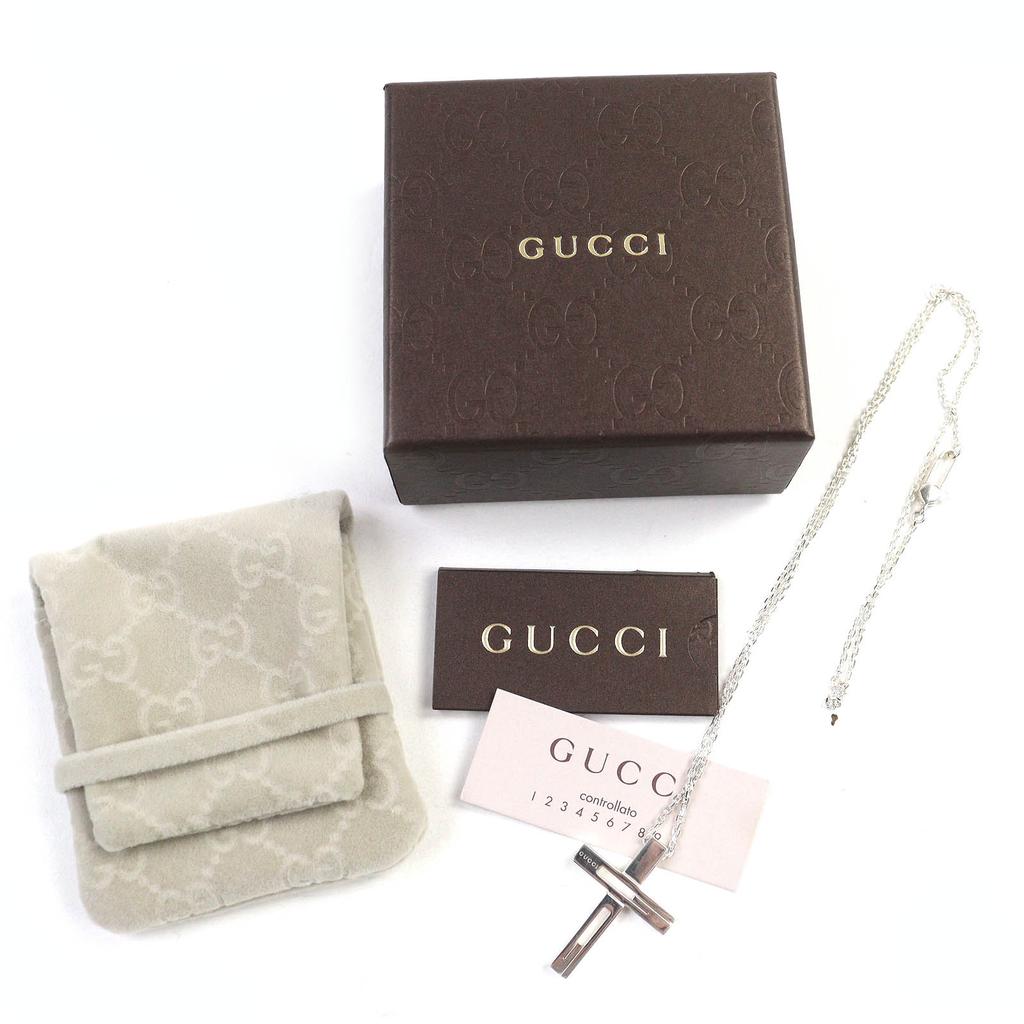 GUCCI Necklace Cutout Cross Necklace G Cross logo accessories Silver AG925 Women Used