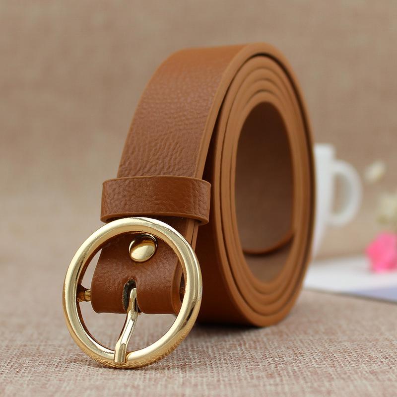 Women'S Round Buckle Belt Casual Retro Jeans Belt Women'S Decorative Thin Belt
