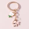 Cute Enamel Flower Bee Keychain Animal Key Rings Pendants for Women Girls Handbag Accessories DIY Jewelry Gifts