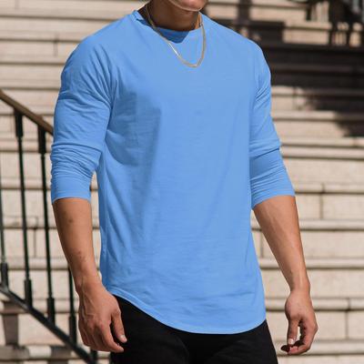 Autumn Winter Tops Fashion Men's T-shirt Long Sleeved Casual Round Neck Solid Color Top Base T-shirt