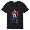 T-shirt per bambini in puro cotone con stampa cartone animato Optimus Prime dei Transformers, nuovo stile estate 2026, maglietta top per genitori e figli