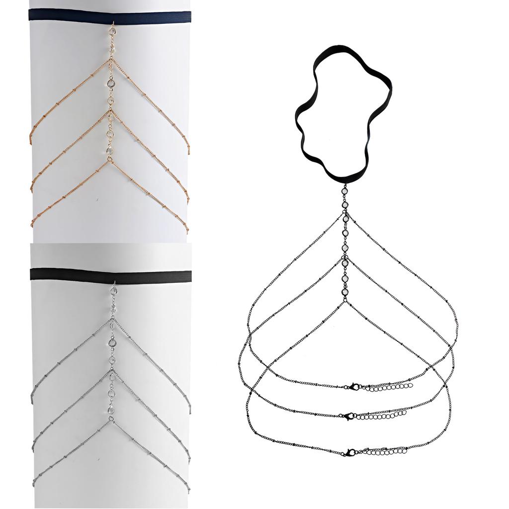 Women's Thigh Chain Trendy Multi-layer Beads Crystal Leg Chain Summer Stretch Body Jewelry For Beach Bikini