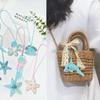 Whale Starfish Hanging Rope Keychain 3d Handmade Rhinestone Beaded Patches Crystal Bag Lanyard Hanging Bag Charms Accessories