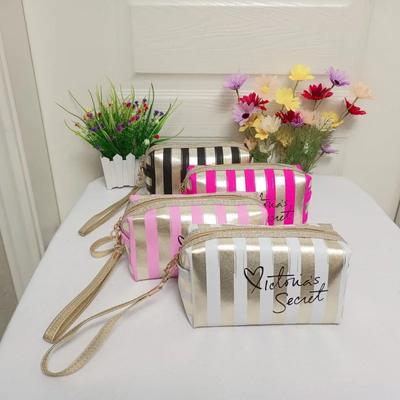 Borsa da trucco a righe portatile, piccola dimensione, borsa a mano di alto valore, mini borsa portatile per riporre il trucco, borsa impermeabile da donna cs013