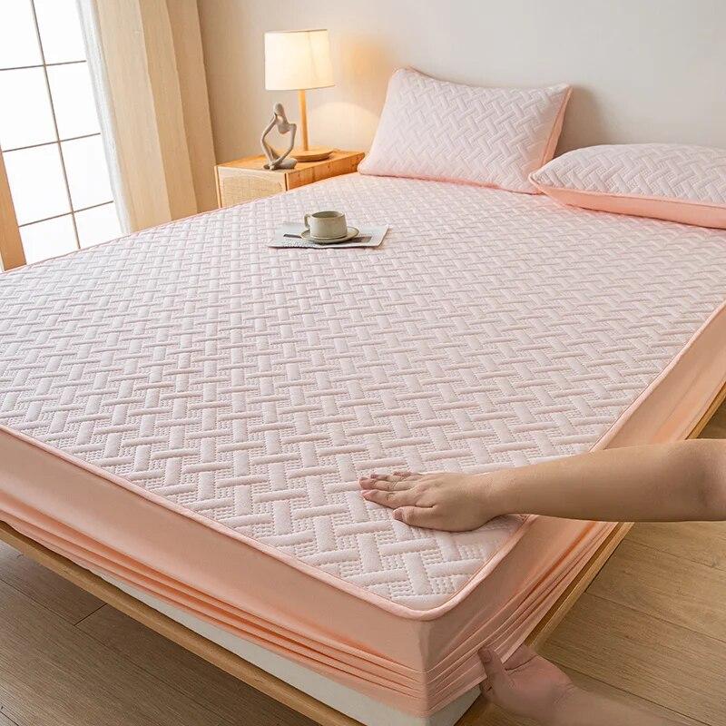 Hochwertiger Matratzenbezug aus Baumwolle, einfarbig, elastisches Spannbettlaken, gesteppter Matratzenauflagenschutz, verstellbare, langlebige Bettbezüge