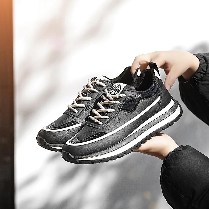 PARZIVAL Men Sneakers Casual Shoes Fashion Outdoor Sports Shoes Runner Tenis Trainer Leather Running Shoes