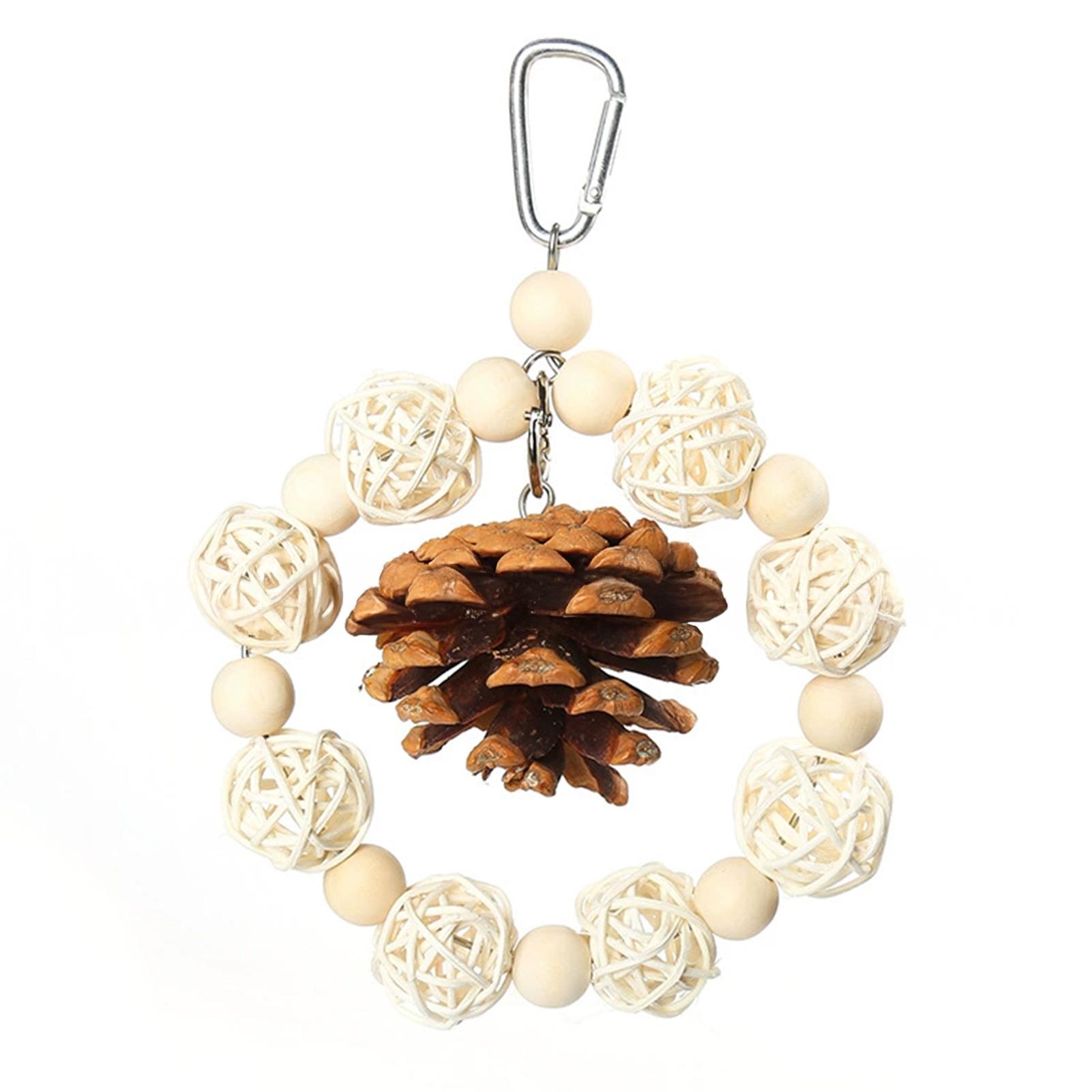 Parrot Toy Natural Pinecone Woven Ball For Chewing And Teething Training Entertainment Climbing Suitable For Lovebird Budgie