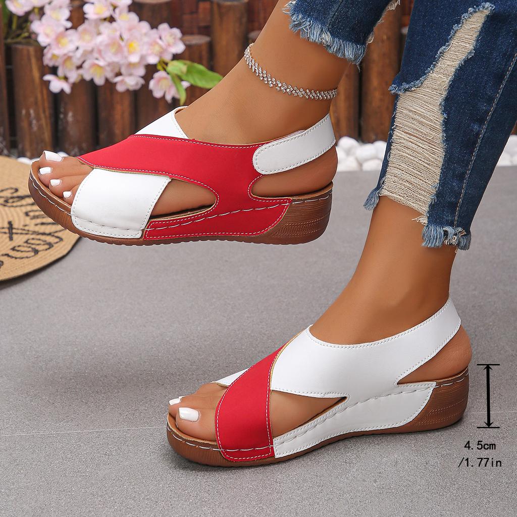 Fashion New Women's Contrast Color Wedge Sandals Summer Peep Toe Non Slip Beach Shoes Woman Comfortable Platform Roman Sandalias Mujer