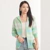 FAPAI Women's 100% Wool Striped Zip-Up Hoodie Cardigan